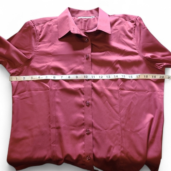 Women's Siliteelon Brand Slim Fit Burgandy L/S Button Down Dress Shirt Med NEW! - Picture 11 of 12